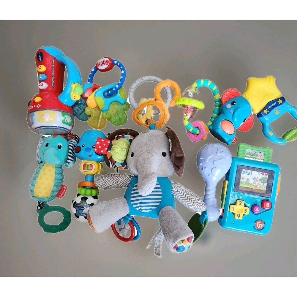 Baby Toy Bundle – Rattles, Teethers, Plush‎ Elephant, Musical Toys & More